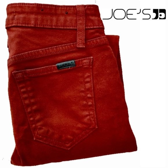 Joe's Jeans Red Skinny Ankle Jeans Ruched - Picture 1 of 13